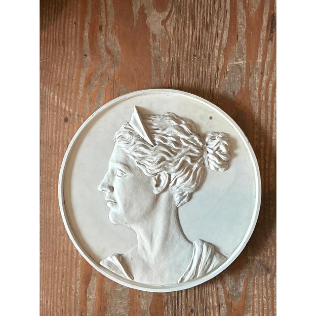 Vintage Bas Relief Portrait of Artemis Medallion For Sale - Image 10 of 12