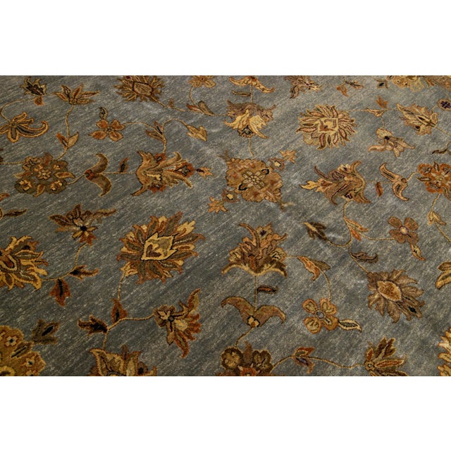 Modern Tabriz Handmade Wool Rug in Gray With Floral Design For Sale - Image 4 of 8