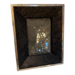 Italian Silvered Metal and Pony Hair Photo Frame, 1970s For Sale