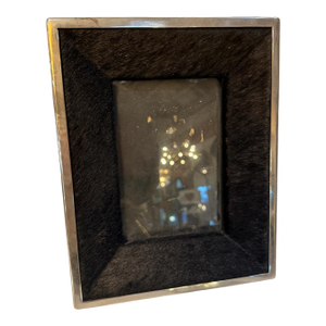 Italian Silvered Metal and Pony Hair Photo Frame, 1970s