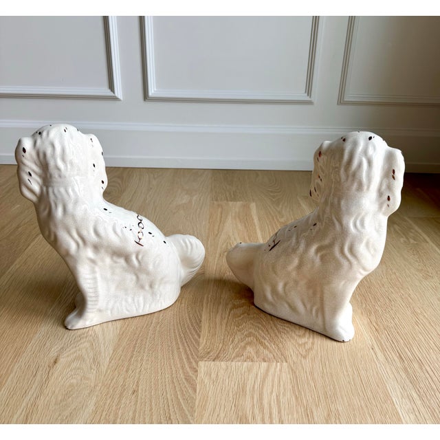 Ceramic Vintage ‘William Kent England’ Staffordshire Ware Copper-Luster Spaniel Dogs, Pair For Sale - Image 7 of 10