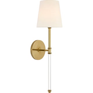 Suzanne Kasler for Visual Comfort Signature Camille 20" Cordless Sconce in Hand-Rubbed Antique Brass with Linen Shade For Sale