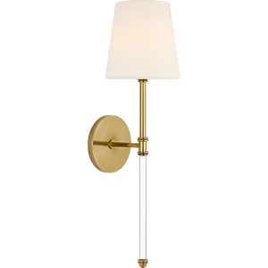 Suzanne Kasler for Visual Comfort Signature Camille 20" Cordless Sconce in Hand-Rubbed Antique Brass with Linen Shade