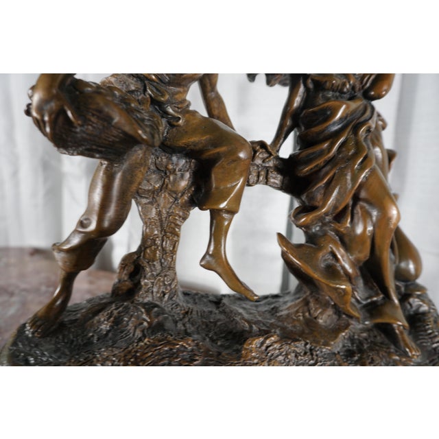 Metal Romantic Bronze Figural Sculpture of Courting Couple on Bench For Sale - Image 7 of 11
