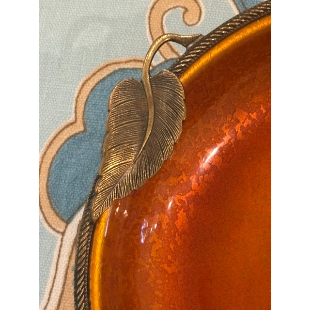 Evans Mid-Century Evans Guilloche Enamel & Brass Dish / Catchall / Ashtray For Sale - Image 4 of 15