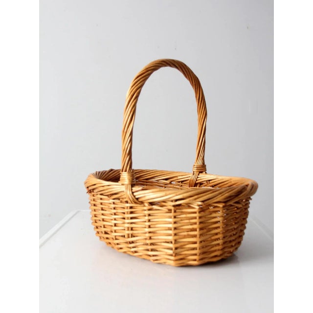 Contemporary Vintage Wicker Basket For Sale - Image 3 of 11