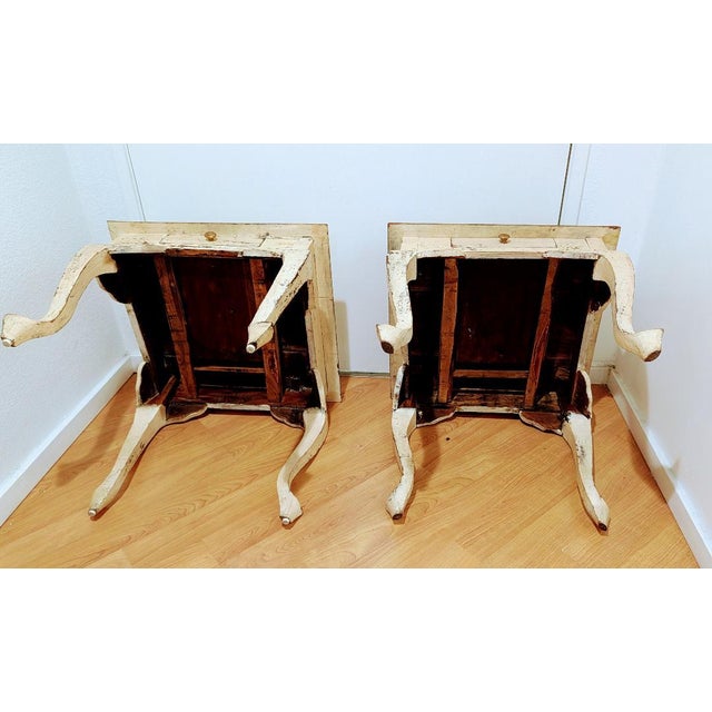 Antique French Provincial Distressed Side Tables Set For Sale In Los Angeles - Image 6 of 9