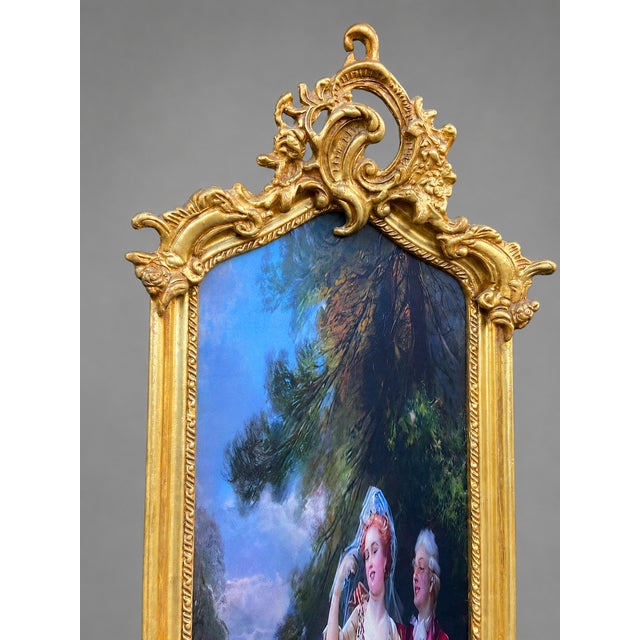 1980s French Louis XVI Gold Beech Fabric Wall Art For Sale - Image 9 of 10