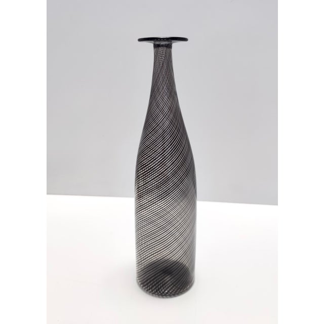 Black Murano Glass Mezza Filigrana Bottle Vase attributed to Dino Martens for Aureliano Toso, 1950s For Sale - Image 11 of 11