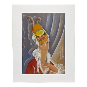 1943 Drawing of a Woman in a Stylish Hat by Artist Eduard Vaclav Kleinert (Known as Edrudy)
