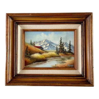 Late 20th Century Judy Sleight Signed Framed Oil on Canvas PNW Landscape For Sale