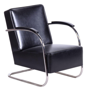 Bauhaus Lounge Chair in Leather from Mücke Melder, Czechia, 1930s