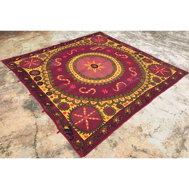 Antique Purple & Yellow Suzani Textile For Sale - Image 4 of 6