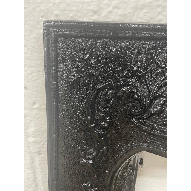 19th Century French Quarter Cast Iron Fireplace Surround & Ornate Figural Cover 30.5"x30.5" For Sale - Image 10 of 10