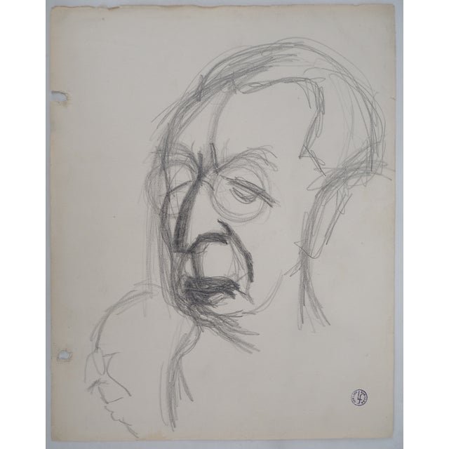 Léopold Survage, Portrait of a Pensive Man, Original Drawing For Sale