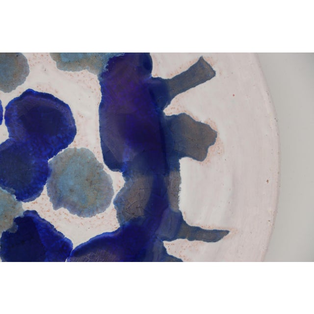 Ceramic Experimentalism Art Large Plate, French Stoneware For Sale - Image 7 of 12