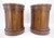 Brown Pair of Round Cylinder Shape Two Doors End Lamp Tables Stands Pull Out Trays For Sale - Image 8 of 18