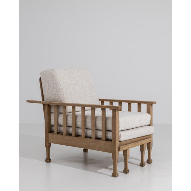 Mid-Century Modern Mid-Century Reclining Lounge Armchair with Pull-Out Footrest in Bouclé Upholstery For Sale - Image 3 of 18