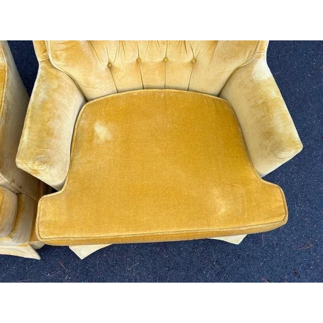 Pair of Mustard Yellow Velvet Club Chairs For Sale - Image 10 of 13