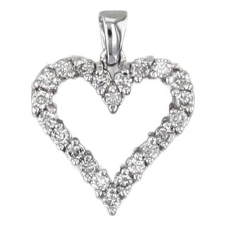 Mid 20th Century 0.73ctw Diamond Open Heart Pendant 10k White Gold For Sale