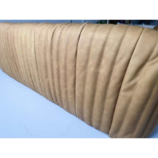 Camel Leather 3-Seater Sofa attributed to Annie Hieronimus for Cinna Line Rose, 1973 For Sale - Image 10 of 14