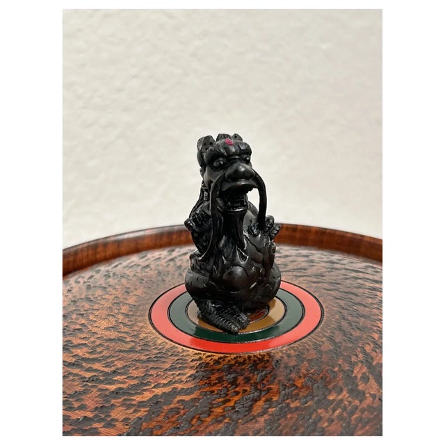 Japanese Mid 20th Century Ooak Japanese Yamanaka Lacquer, Round Box/Added Dragon/Ruby Gem For Sale - Image 3 of 11
