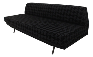 Mid-Century Italian Sofa Bed in Textured Black Velvet, Italy, 1950s