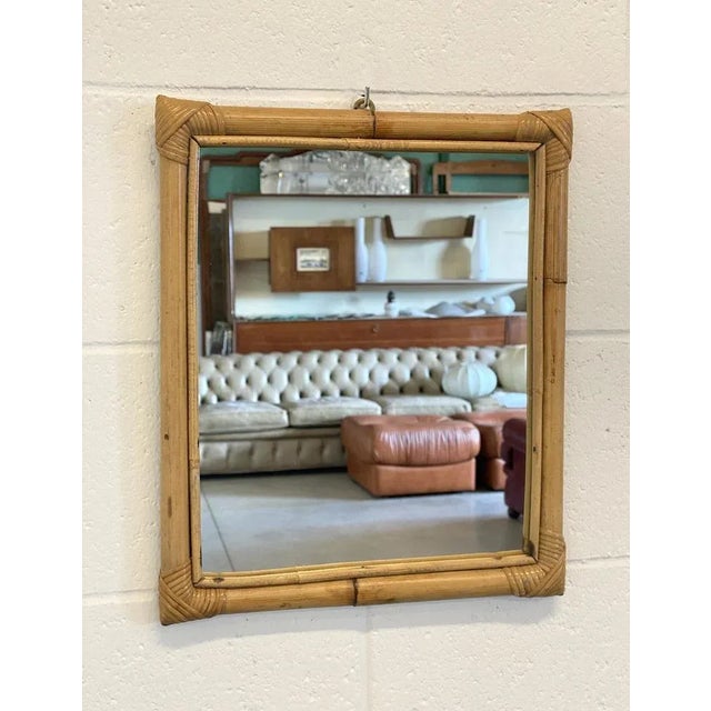 Mirror in Bamboo, 1970s, in Very Good conditions. Designed 1970 to 1979