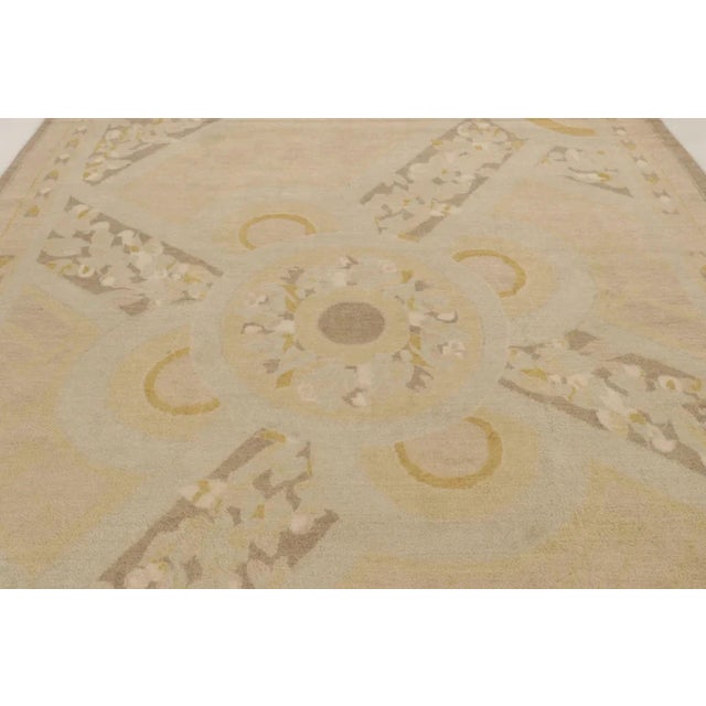 Rug & Kilim's Plush Art Deco Style Rug in Mohair With Floral Designs in Beige For Sale In New York - Image 6 of 10