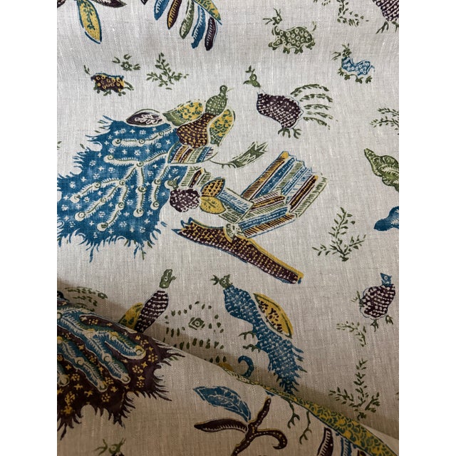 Linen Borderline Linen Fabric 4 Yards Arjuna - Lichen Multi For Sale - Image 8 of 8