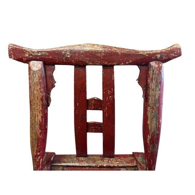 Wood Late 19th Century Qing Dynasty Child’s Chair W/ Heavy Chipping For Sale - Image 7 of 12