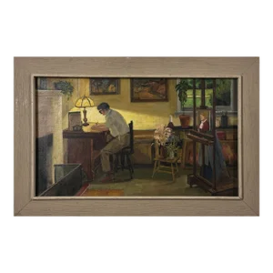Eva Martino (American, B. 1929) - Realist Artist’s Studio Interior, Signed (C. 1955, Oil on Canvas)
