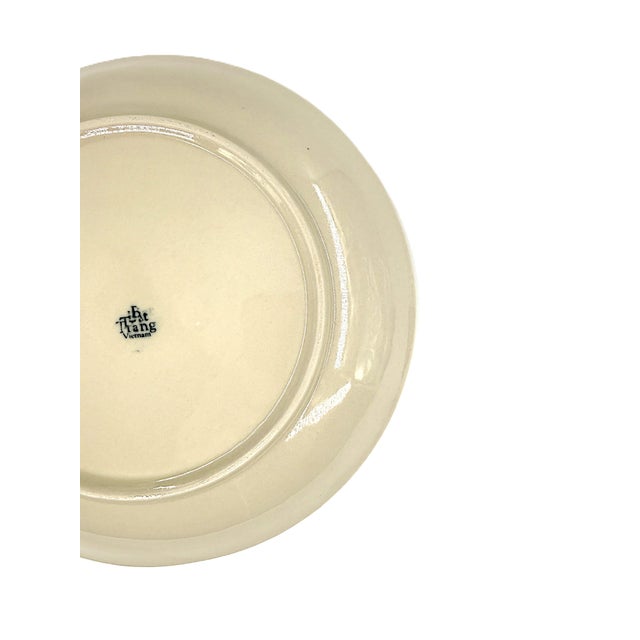 Vintage Bat Trang Vietnamese Ceramic Dinner Plates With Mixed Leaf Motifs - Set of 6 For Sale - Image 14 of 14