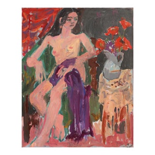 'Seated Nude With Flowers' by Victor Di Gesu, Paris, Louvre, Académie Chaumière, San Francisco Art Association, Los Angeles County Museum of Art For Sale