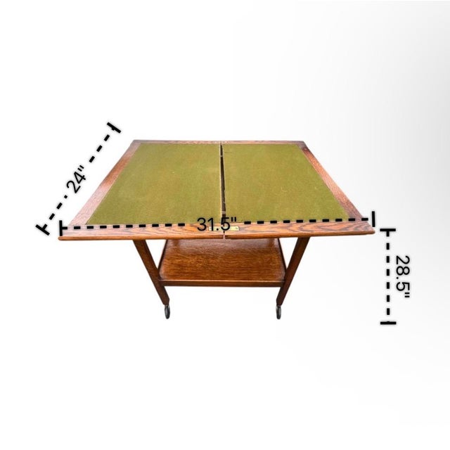 Edwardian Era Quarter Sawn Oak Convertible Bar Cart & Game Table, 1910s-1920s For Sale - Image 14 of 14