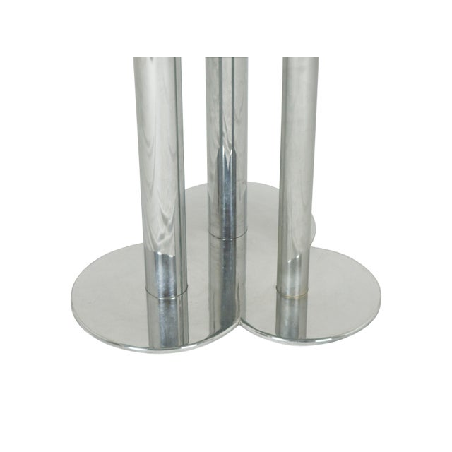 Poltronova Vintage Round Smoked Glass and Chrome-Plated Trifoglio Table by Sergio Asti for Poltronova, 1969 For Sale - Image 4 of 13