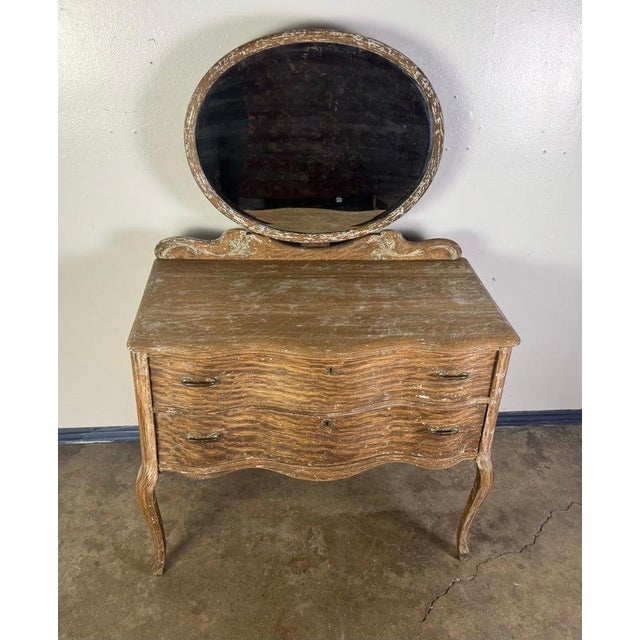 French Provincial Dresser With Mirror in Distressed Rococo Style For Sale - Image 9 of 18