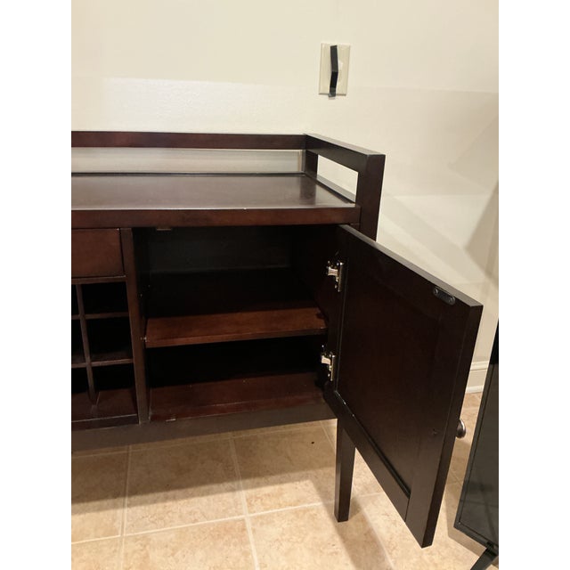 Robert Levin Levin Furniture Transitional Espresso Wood Wine Buffet & Bar Cabinet For Sale - Image 4 of 17