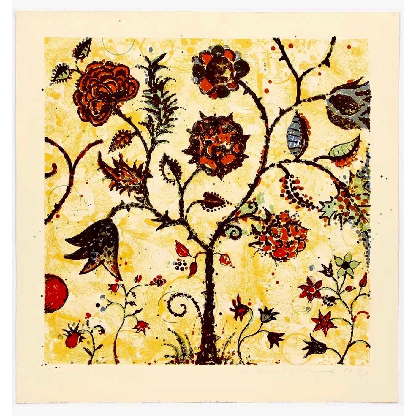 Dan Rizzie, Modernist 1998 Flowering Tree Color Lithograph Dan Rizzie ...