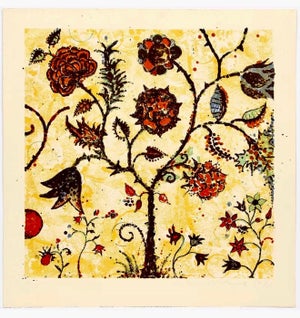 Dan Rizzie, Modernist 1998 Flowering Tree Color Lithograph Dan Rizzie Mod Collage Artist, 1998