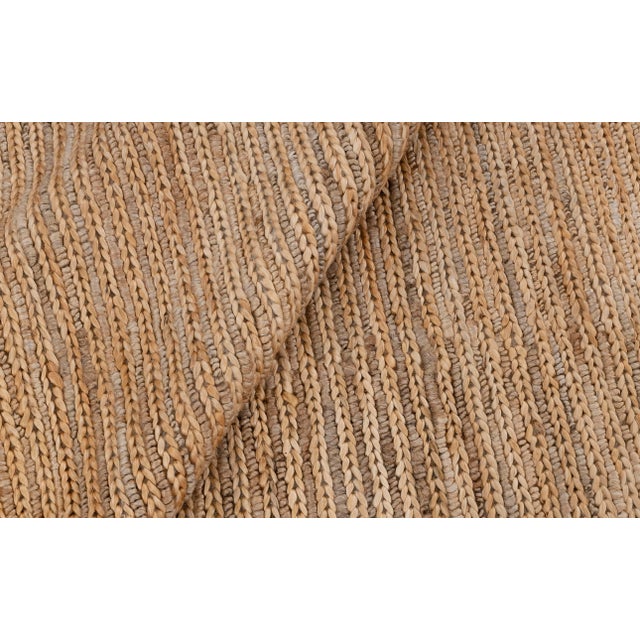 Gold Premium Braided Hand Woven Jute Wool Rug 6x9 Ft. For Sale - Image 8 of 13