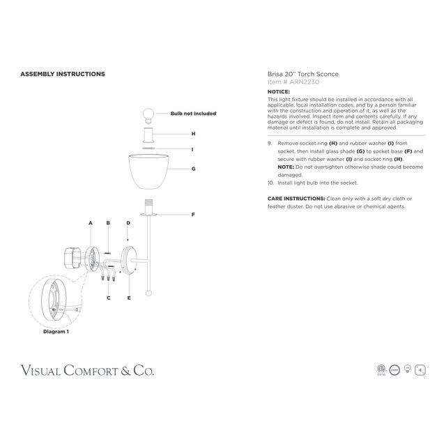 AERIN for Visual Comfort Signature Brisa 20" Torch Sconce in Bronze with White Strie Glass Shade For Sale - Image 9 of 9