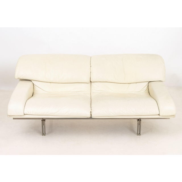 Contemporary Saporiti Italia "Wave" Leather Two-Seat Sofa For Sale - Image 3 of 9