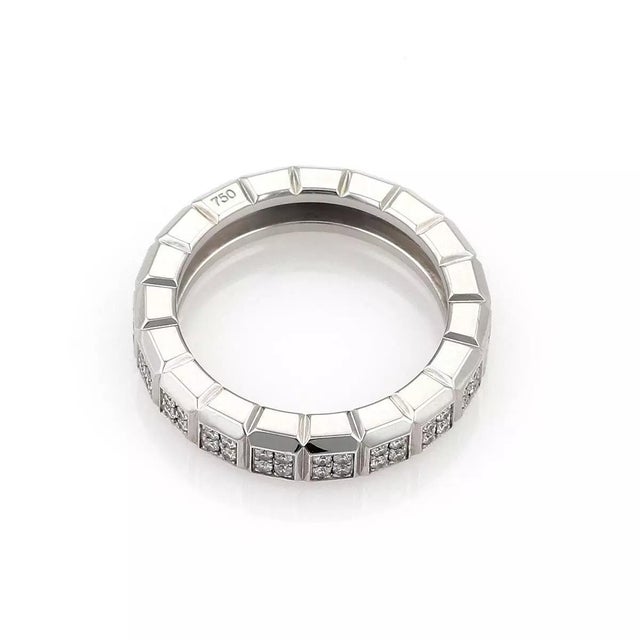 Contemporary Chopard Diamond 18k White Gold 4.5mm Wide Cube Design Band Ring Size 5.75 For Sale - Image 3 of 5
