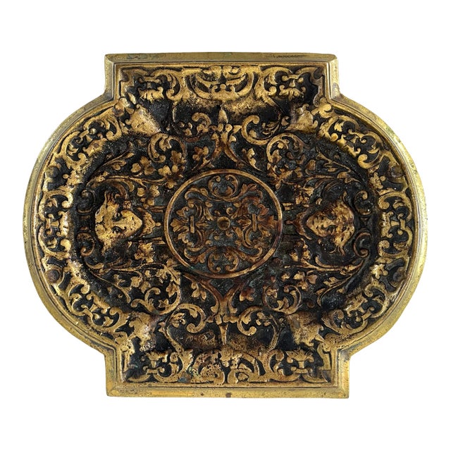 Antique Cast Bronze Figural Victorian Tray For Sale