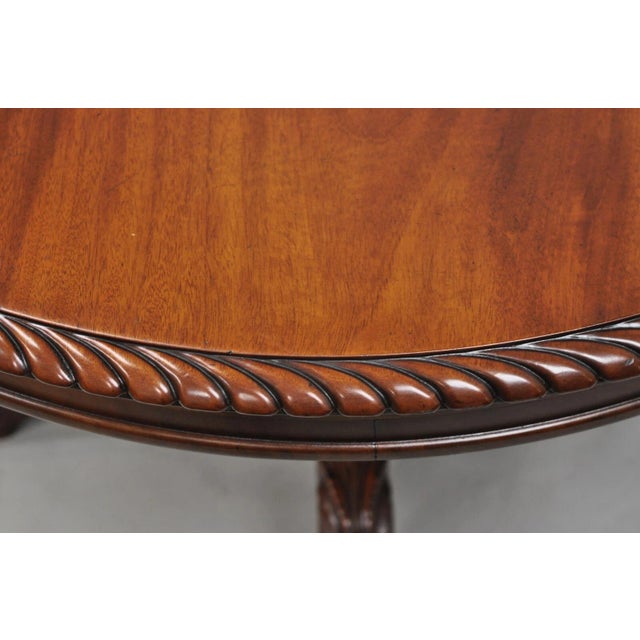 Late 19th Century Antique French Empire Carved Mahogany Paw Foot Pedestal Base Round Center Table For Sale - Image 5 of 12