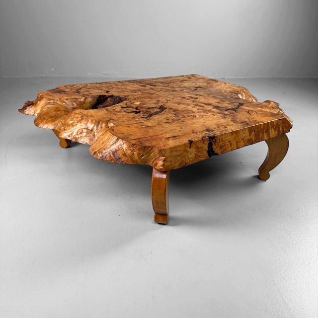 Mid Century Low Burl Wood Table, Japan, 1970s For Sale - Image 13 of 13