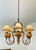 Mission Vintage Mission Style 6-Light Large Chandelier Amber Glass Wrought-Iron For Sale - Image 3 of 5
