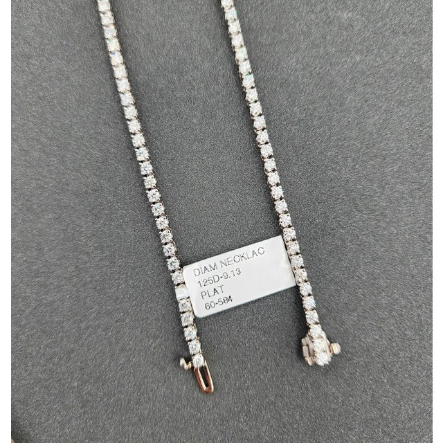9.13 Ct Riviera Graduated Diamond Necklace - Platinum For Sale In Chicago - Image 6 of 9