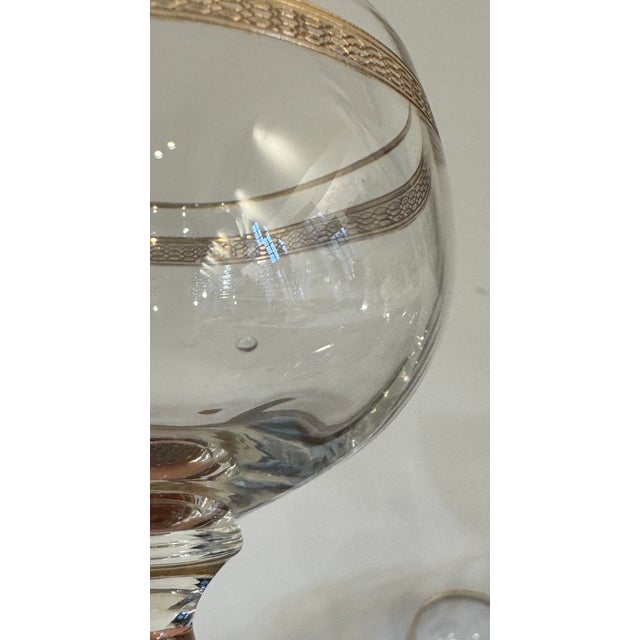 Vintage Italian Gold Rimmed Handblown Coupe Glasses For Sale - Image 4 of 7